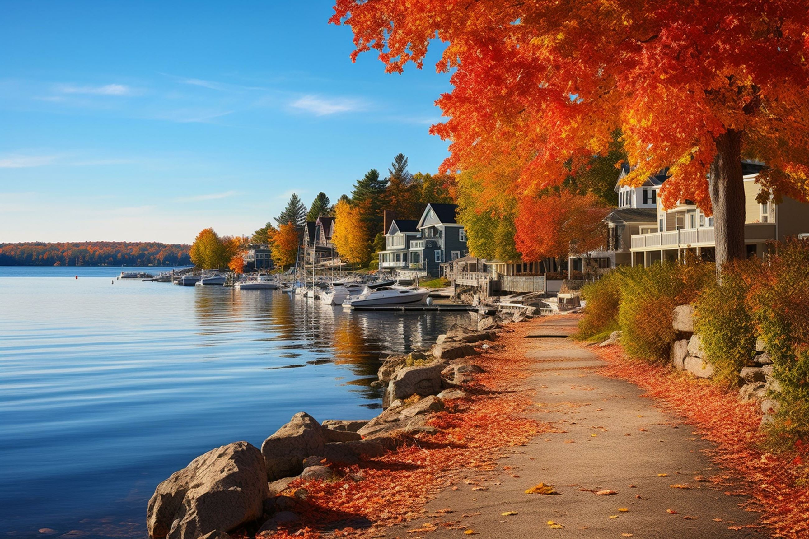 Autumn colors along Meredith Bay