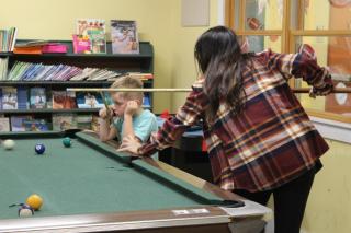 Mother and Son Game Night - Pool